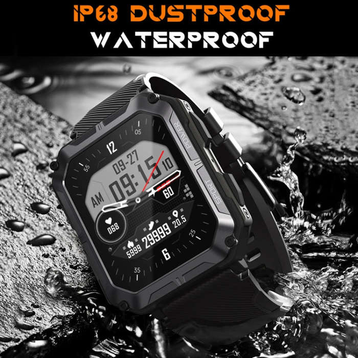 C20 Pro 1.83 Inch IP68 Waterproof Bluetooth Call Three-Proof Smart Sports Watch(Black)