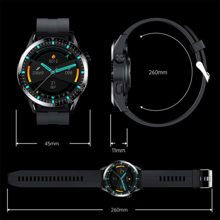 Sports Health Monitoring Waterproof Smart Call Watch With NFC Function, Color: Silver-Brown Leath...