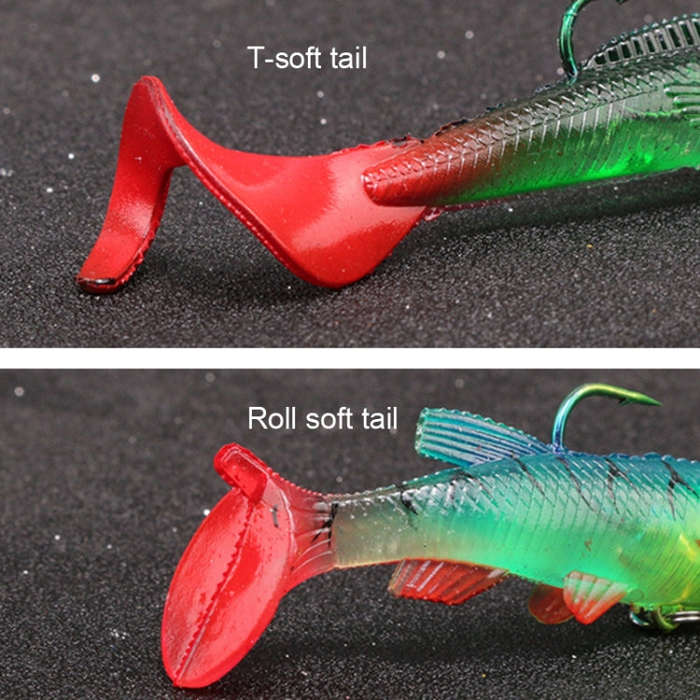 5pcs Roadrunner Soft Lures Leadheads Luminous Lures(Red Reel Tail)