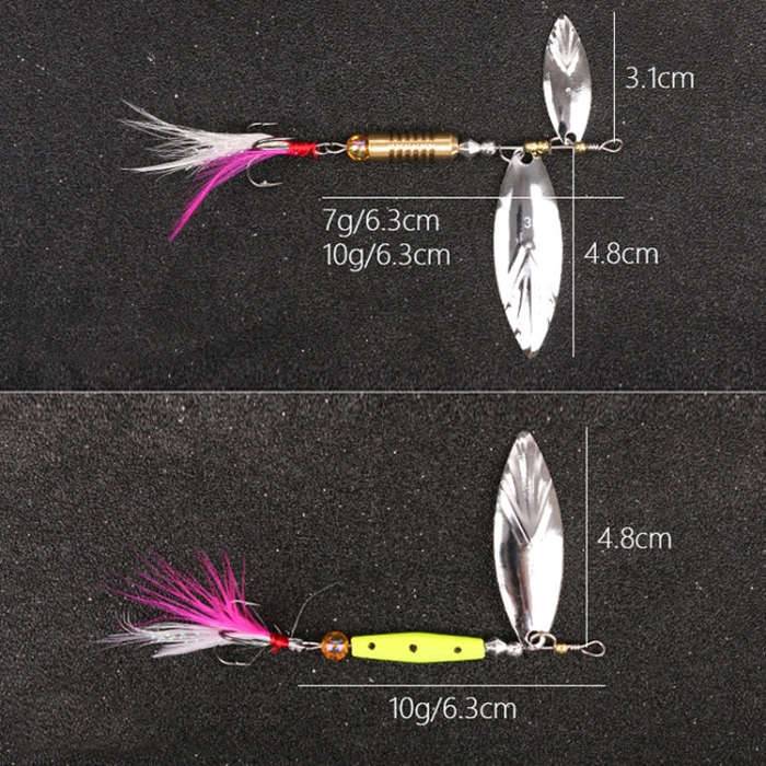 5pcs Rotation Luya Sequins Willow Leaf Feather Bait, Style: Lead Pendant  7g