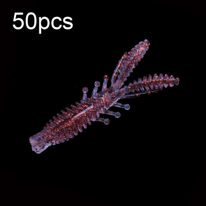 50pcs Large Reverse Threaded Floating Inverted Shrimp Bait(Flash Red)