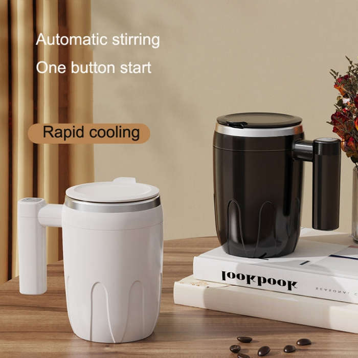Automatic Stainless Steel Stirring Cup Portable Coffee Mug Magnetic Mug(White)