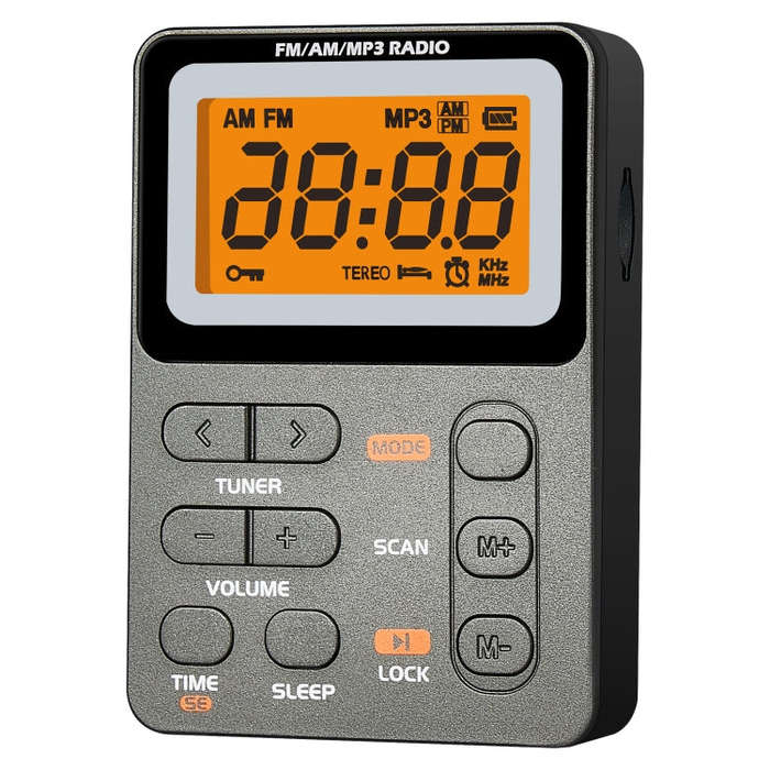 SH-01M Mini Portable Multifunctional Digital Display Two-Channel Radio, Size: JPN Version(Silver ...