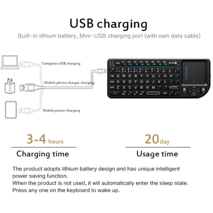 Rii X1 2.4G Mini Classic Wireless Keyboard Keypad And Mouse All-In-One Kit(Black)