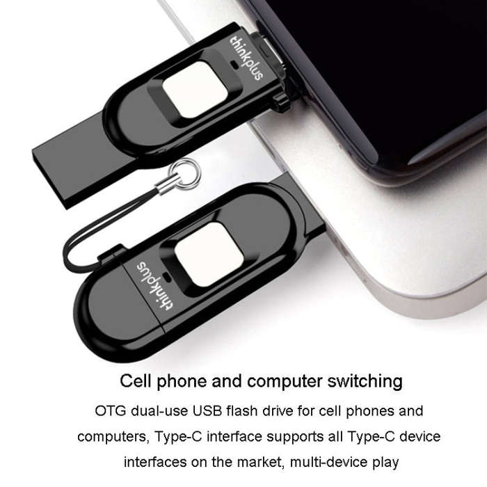 Lenovo Thinkplus TFU301 Dual Interface Type-C+USB Fingerprint Encrypted USB Flash Drive, Capacity...