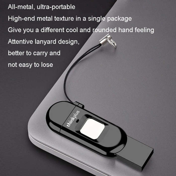 Lenovo Thinkplus TFU301 Dual Interface Type-C+USB Fingerprint Encrypted USB Flash Drive, Capacity...