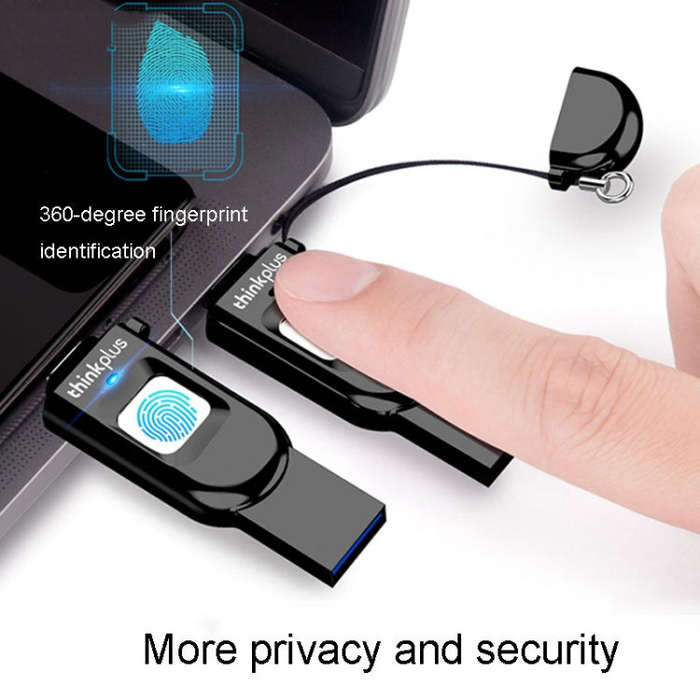 Lenovo Thinkplus TFU301 Dual Interface Type-C+USB Fingerprint Encrypted USB Flash Drive, Capacity...