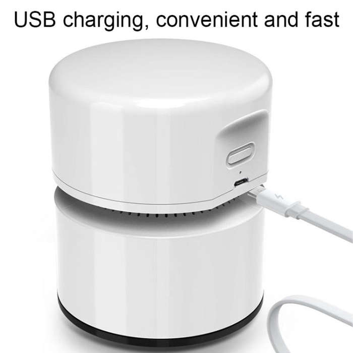 Desktop Mini Vacuum Cleaner USB Rechargeable Office Home Portable Paper Cleaner(White)