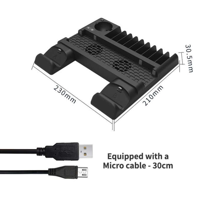 For PS4/PS4 Pro/PS4 Slim Host iplay Dual-seat Charging Multi-function Cooling Base Storage Bracke...