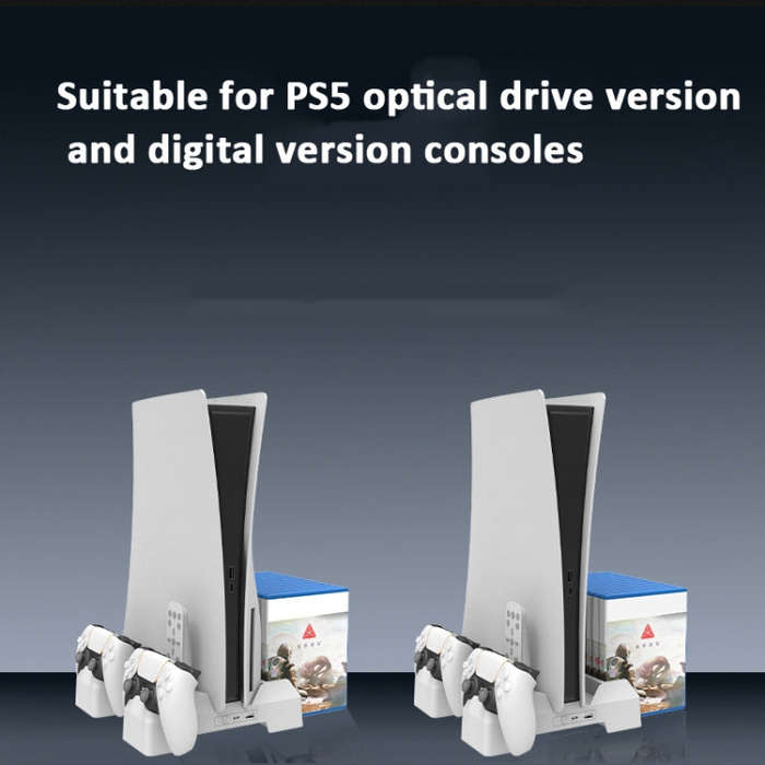For PS5 iplay Dual-seat Charging and Cooling Base Bracket Storage Rack(White)