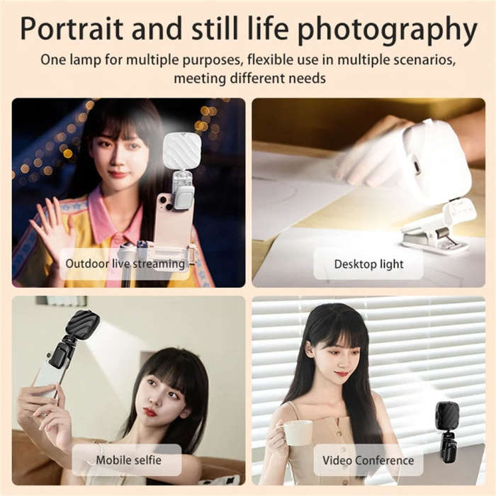 LED Mobile Phone Live Beauty Fill Light USB Charging Camera Pocket Light(Black)