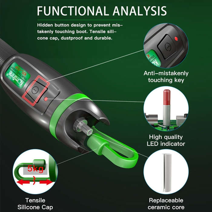 KomShine Metal Visible Laser Light Source Fiber Optic Red Light Pen, Model: KFL-11P-30MW