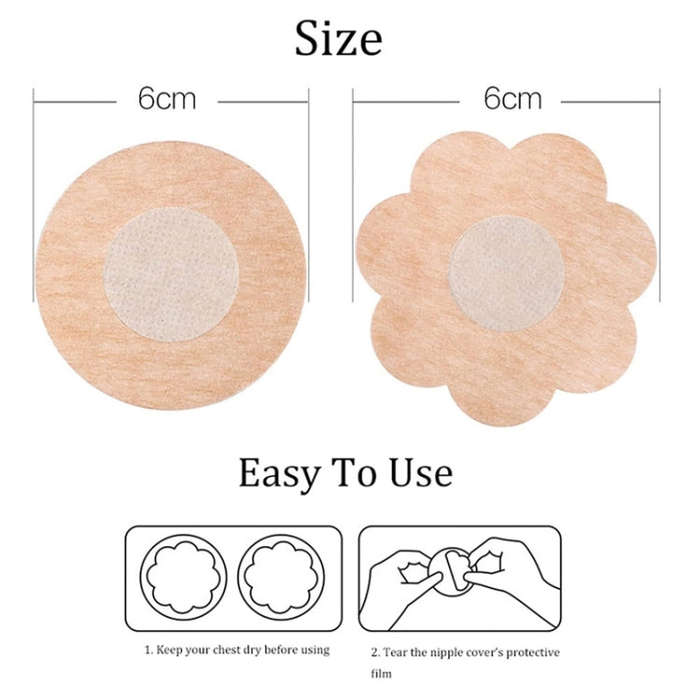 10pcs /Pack Disposable Anti-Bump Invisible Breathable Breast Patch, Model: Flower(OPP Bag)