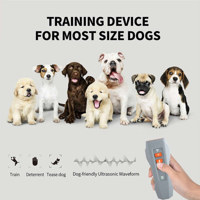 LED Flashing Light Handheld Ultrasonic Bark Arrester Frequency Conversion Training Device(Black+O...