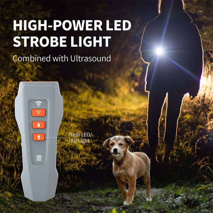 LED Flashing Light Handheld Ultrasonic Bark Arrester Frequency Conversion Training Device(Black+O...
