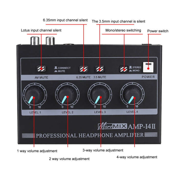 Mini HIFI 8-channel Monitoring Portable Headphone Amplifier Distributor(US Plug)