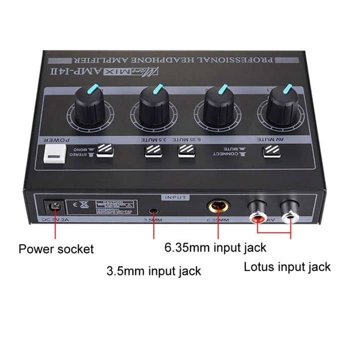 Mini HIFI 8-channel Monitoring Portable Headphone Amplifier Distributor(US Plug)