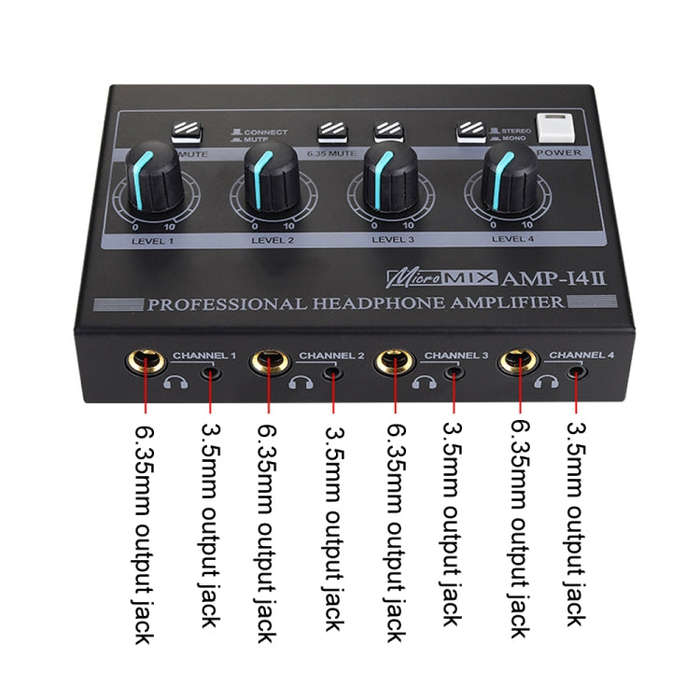 Mini HIFI 8-channel Monitoring Portable Headphone Amplifier Distributor(US Plug)