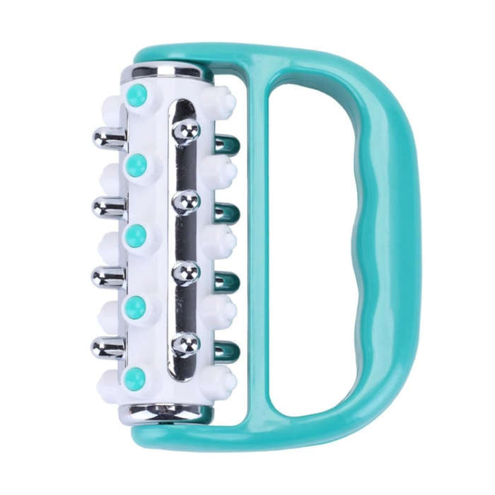 Handheld Curved Five-row Iron Column Roller Soothing Massager(Green)