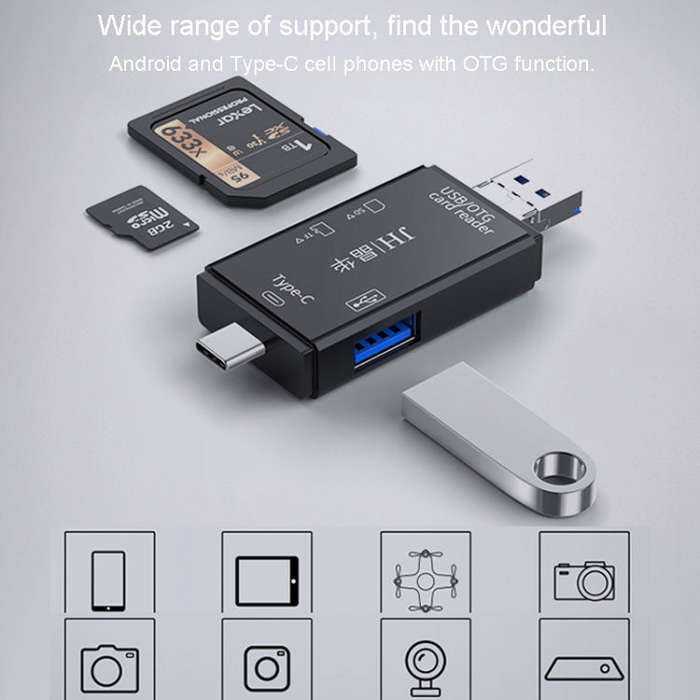JINGHUA USB2.0 Multi-Function Card Reader SD/TF Dual Card Slot Cell Phone Computer Card Reader(Wh...