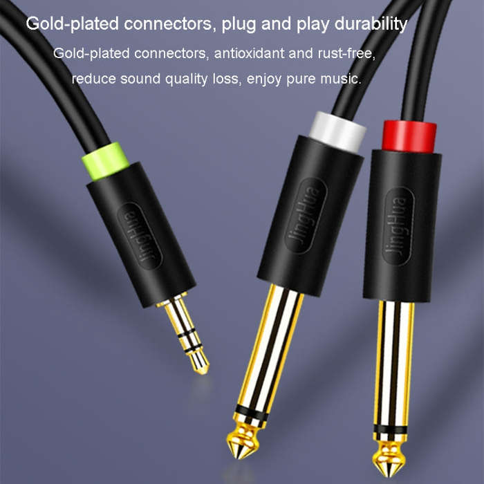 JINGHUA 3.5mm To Dual 6.5mm Audio Cable 1 In 2 Dual Channel Mixer Amplifier Audio Cable, Length: 5m