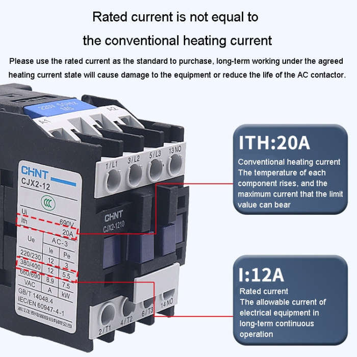 CHNT CJX2-3210 32A 220V Silver Alloy Contacts Multi-Purpose Single-Phase AC Contactor