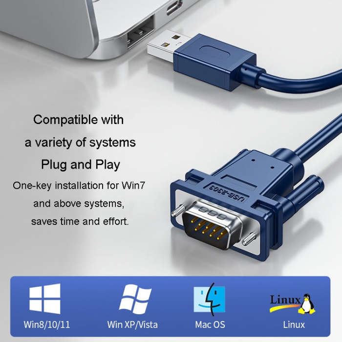 JINGHUA USB To RS232 Serial Cable DB9 Pin COM Port Computer Converter, Length: 1.2m