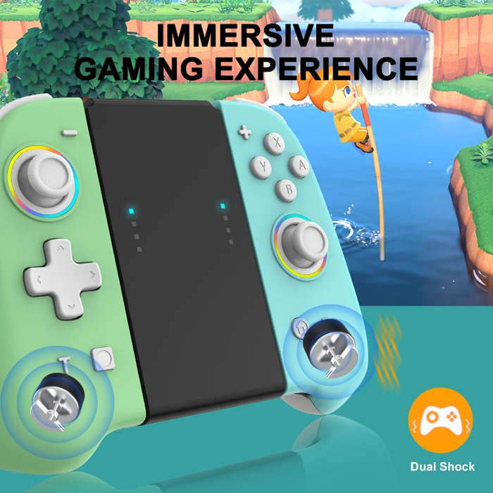For Switch Joycon With Colorful Light Left And Right Handle(White Button)