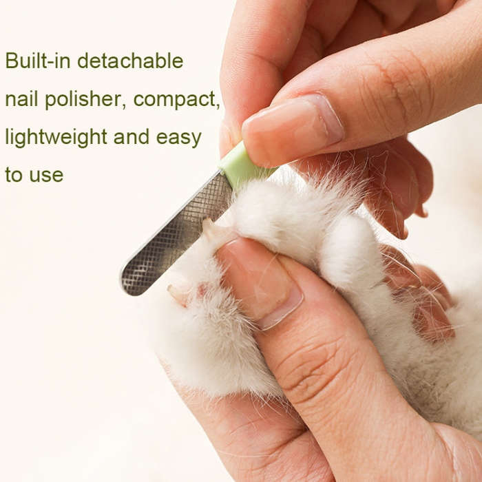 LED Pet Nail Clippers Dog and Cat Nail Clippers with Nail Polisher(Green)