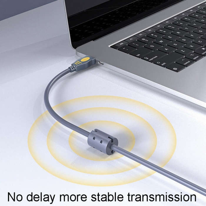 JINGHUA U110 USB2.0 Male To Male Cable Copper Data Cable With Magnetic Ring, Size: 1.5m(Gray)