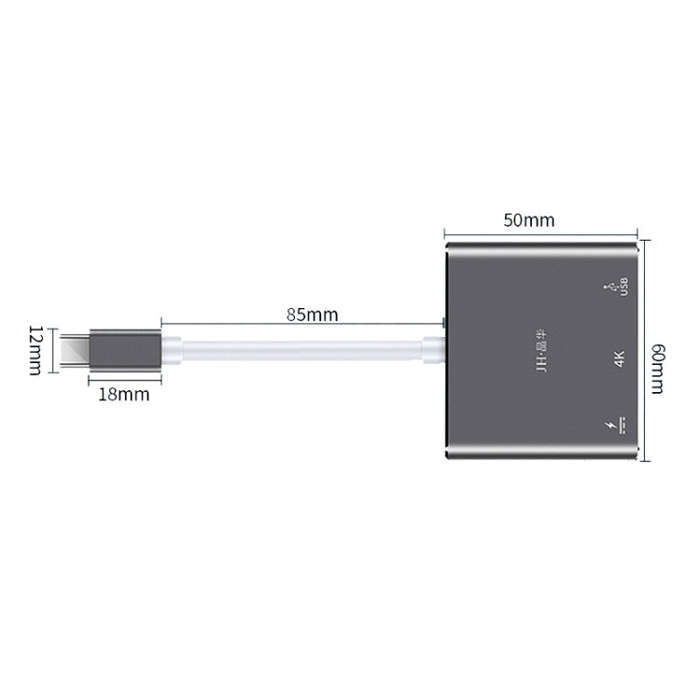 JINGHUA Z321 Multifunctional HUB Docking Station Converter, Interface: Type-C To HDMI+PD+USB