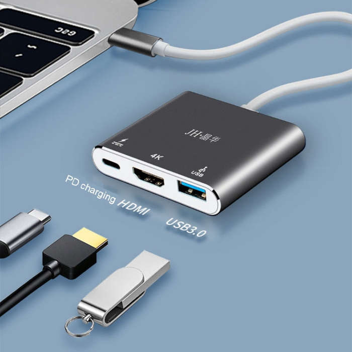 JINGHUA Z321 Multifunctional HUB Docking Station Converter, Interface: Type-C To HDMI+PD+USB