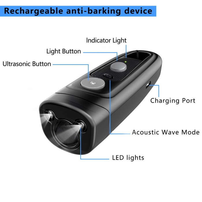 Ultrasonic Dog Repeller Stop Barker Pet Trainer(Black)