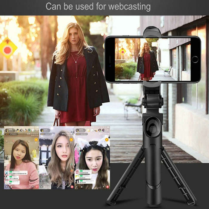 XT09 Live Cell Phone Tripod Selfie Stick Bracket Bluetooth Selfie Stick(Pink)