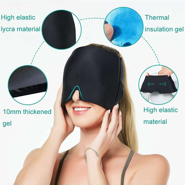 Gel Ice Hood Cooling Eye Mask Hot and Cold Compress Headband for Headache, Spec: Double-layer (Pink)