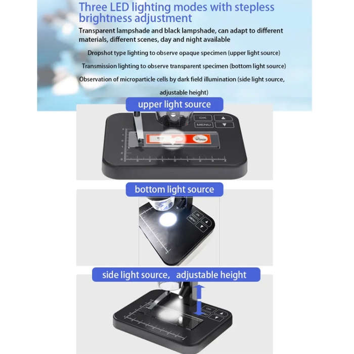 HD Electronic Digital Microscope 5 Inch Screen Touch Key 8000X Biological Cell Electronic Magnify...