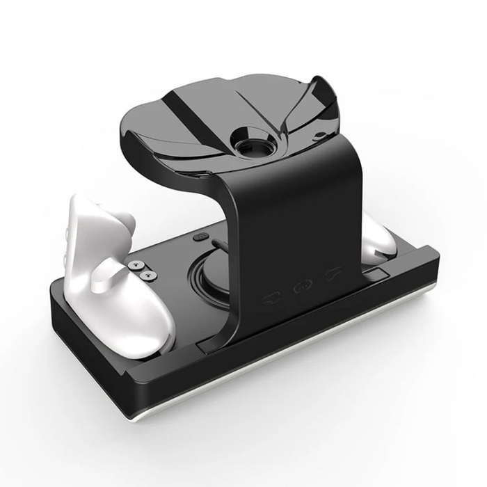 For Quest 3 Headset Charging Base with Dazzle Lights VR Grip Charging Stand(Black)