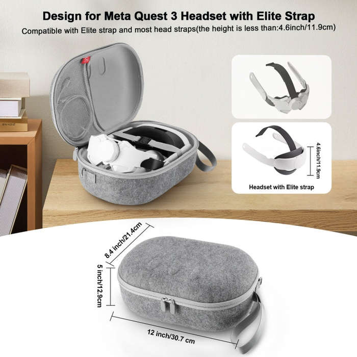 JYS-MQ018 For Apple Vision Pro / Quest 3 VR Glasses Storage Bag Anti-fall and Anti-scrape Portabl...