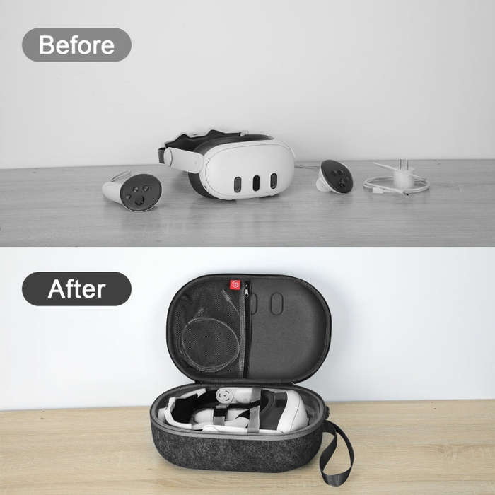 JYS-MQ018 For Apple Vision Pro / Quest 3 VR Glasses Storage Bag Anti-fall and Anti-scrape Portabl...