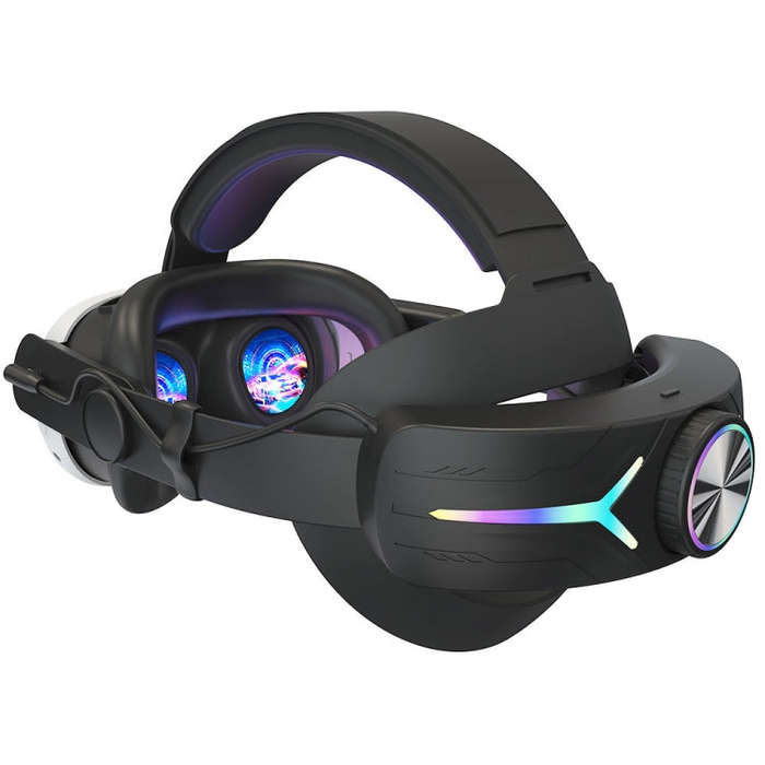 For Quest 3 USB Rechargeable RGB Lighting Effect Adjustable Foldable Headset(Black)