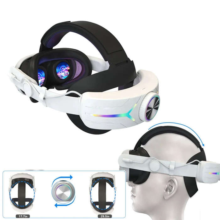 For Quest 3 USB Rechargeable RGB Lighting Effect Adjustable Foldable Headset(Elite)