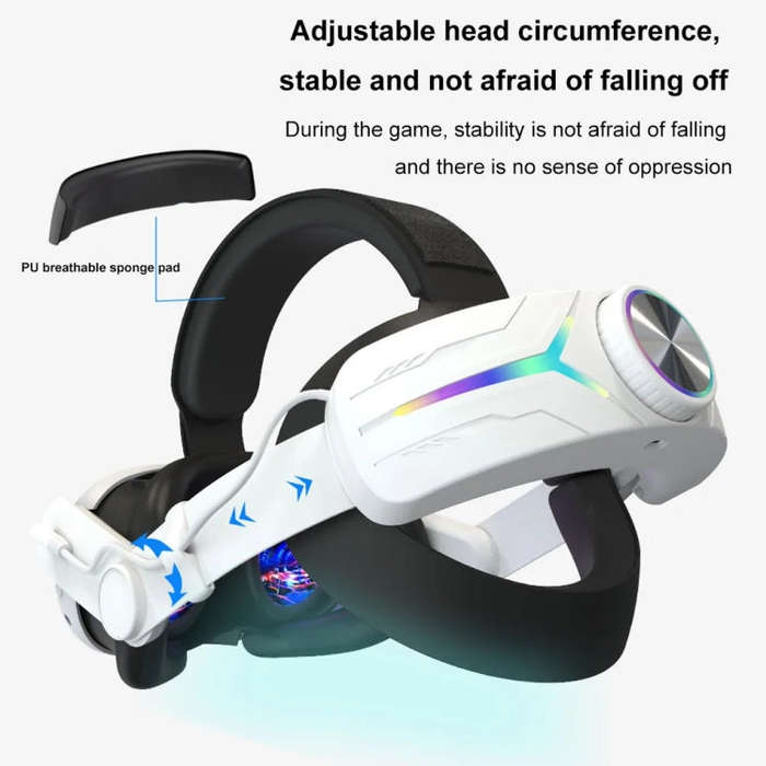 For Quest 3 USB Rechargeable RGB Lighting Effect Adjustable Foldable Headset(Black)