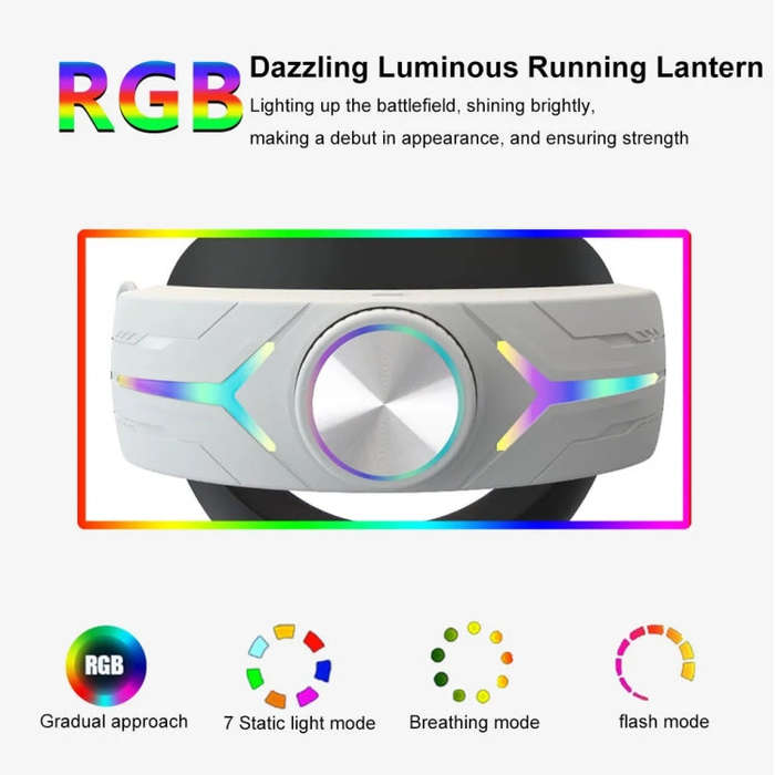 For Quest 3 USB Rechargeable RGB Lighting Effect Adjustable Foldable Headset(Black)