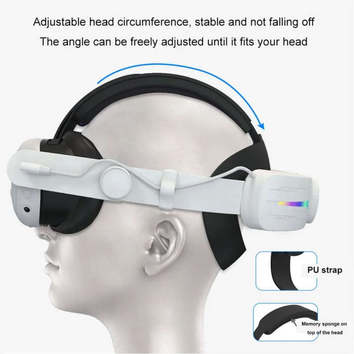 For Quest 3 USB Rechargeable RGB Lighting Effect Adjustable Foldable Headset(Black)