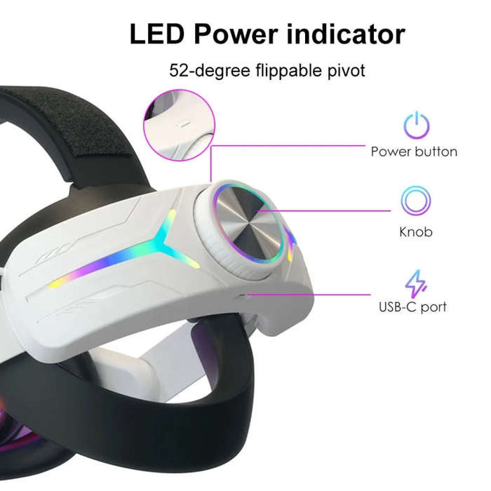 For Quest 3 USB Rechargeable RGB Lighting Effect Adjustable Foldable Headset(Elite)