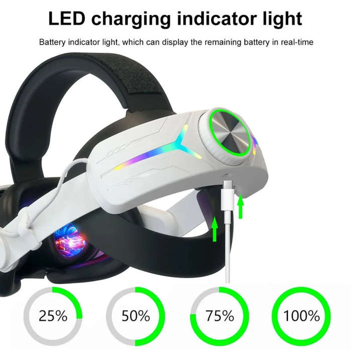 For Quest 3 USB Rechargeable RGB Lighting Effect Adjustable Foldable Headset(Black)