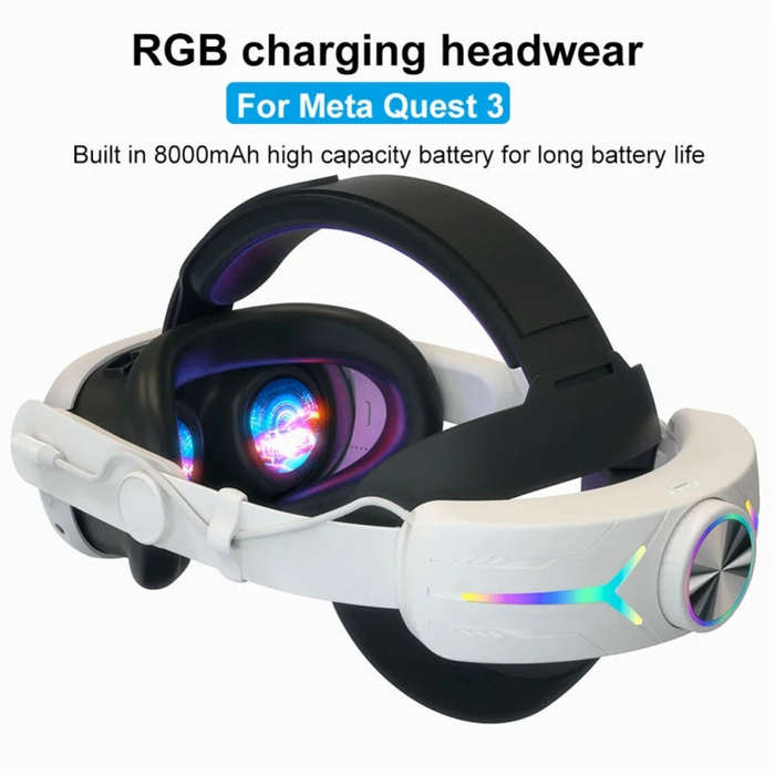 For Quest 3 USB Rechargeable RGB Lighting Effect Adjustable Foldable Headset(Black)