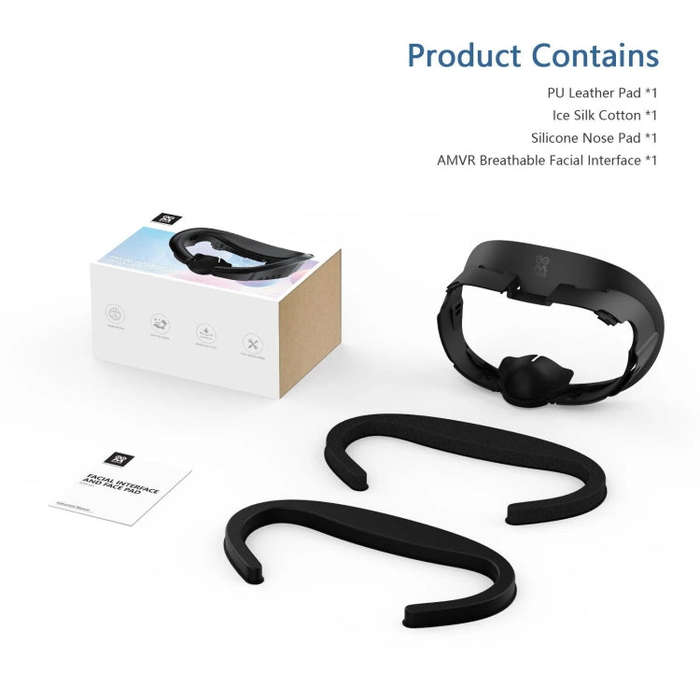 AMVR Q3FC1 For Quest3 Mask Ice Silk Breathable Leather Material(Mask+1 Ice Silk)