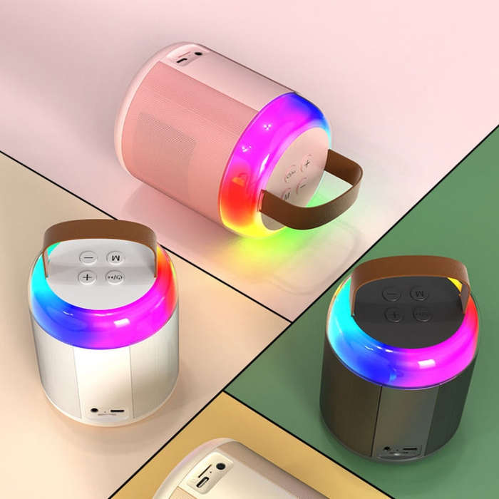Home Portable Bluetooth Speaker Small Outdoor Karaoke Audio, Color: Y1 White(Double wheat)