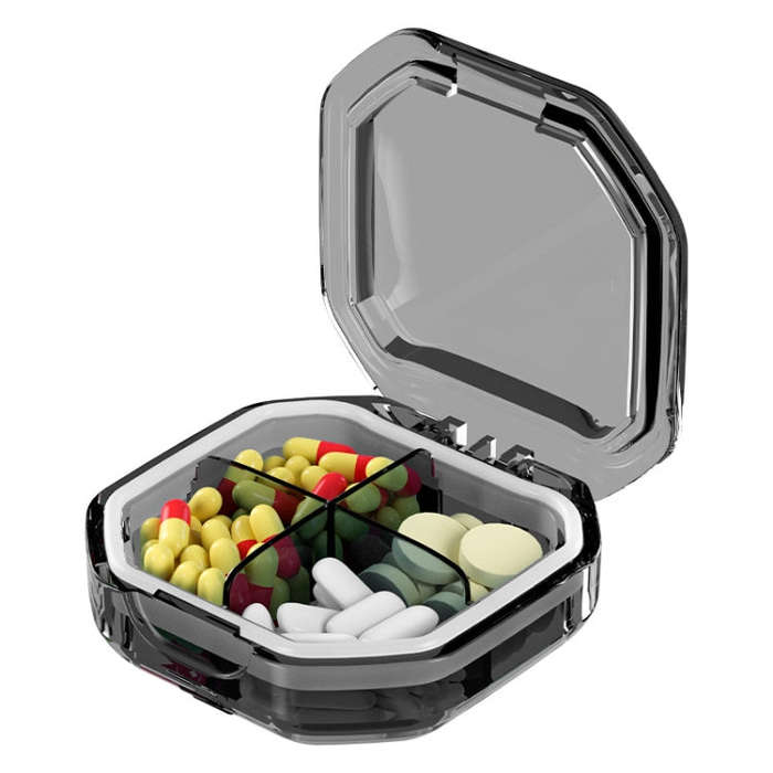 Portable Mini Compartmentalized Sealed Pill Box Weekly Morning And Evening Pill Capsule Dispensin...